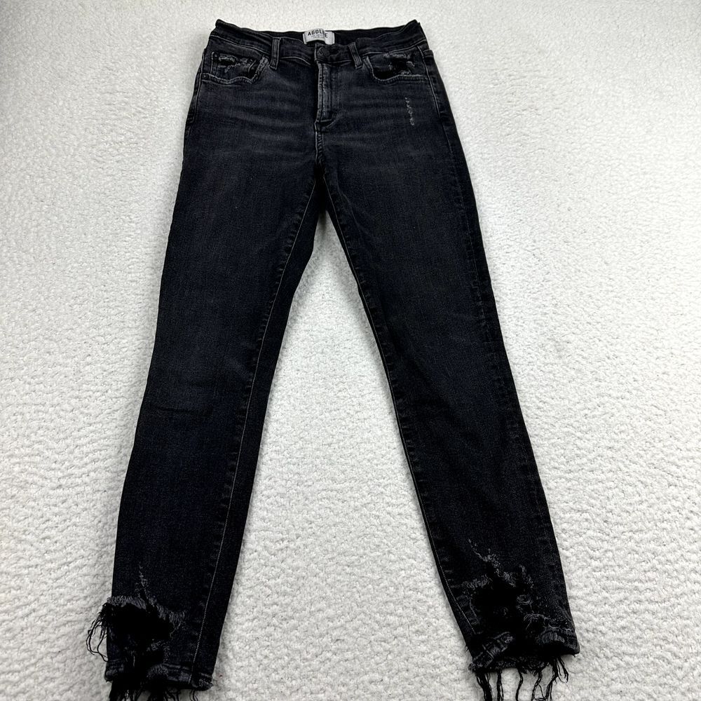 Agolde Sophie Crop Jeans Women's 28 Black High Rise Skinny‎ Black Denim Stretch
